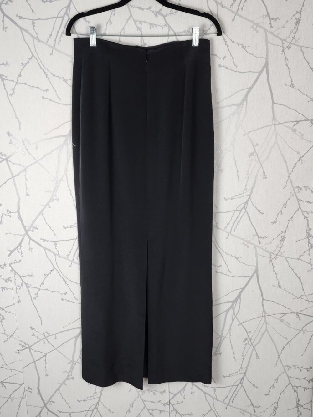 Ann Ciona VTG Black 100% Silk Crepe Pleated Front Maxi Skirt - Picture 2 of 5